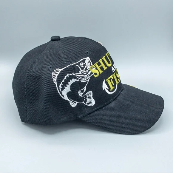 ‼️SOLD‼️ 3 Oaks Embroidered Bass “Shut Up and Fish” Baseball Hat - Adjustable - Picture 4 of 11